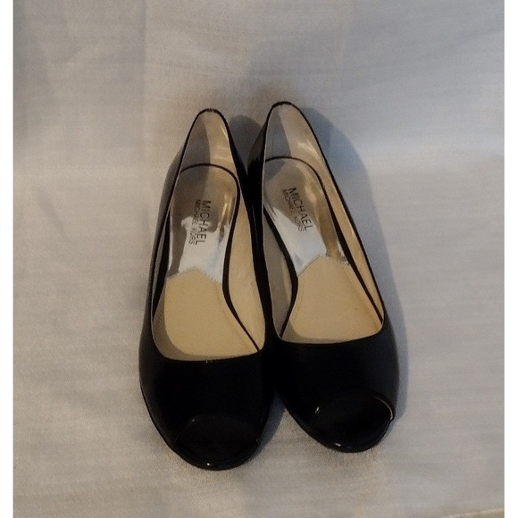 Michael Kors Shoes - Michael Kors Women's Shoes Size 8.5M Black Patent Wedge Heel Slip-On Open Toe